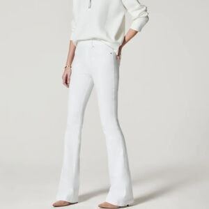 Spanx pull on white flare stretch jeans